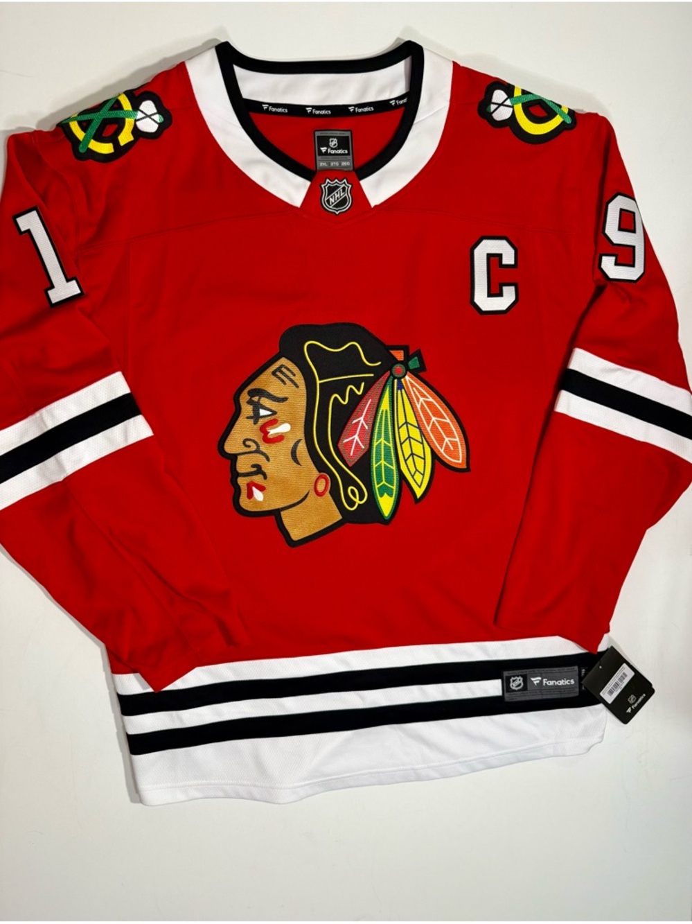 Fanatics Red Chicago Blackhawks Captain Jersey with Black & White Trim